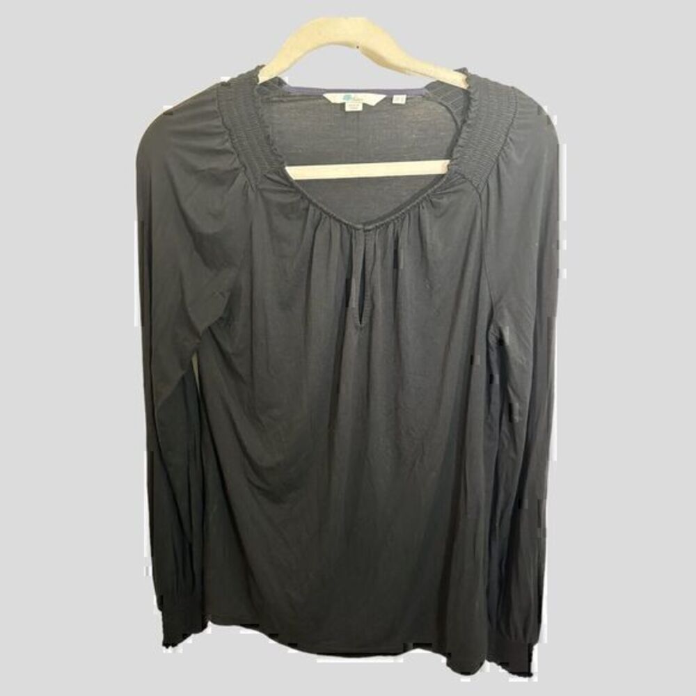 Boden Boho Peasant Blouse Size 8 Flowy Gathered Neck Long Sleeve Minimalist Top